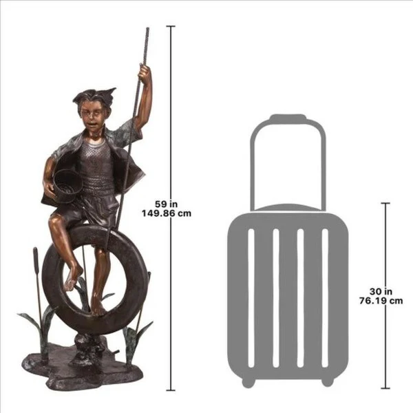 Boy on Tire Swing Bronze Sculpture - Image 4