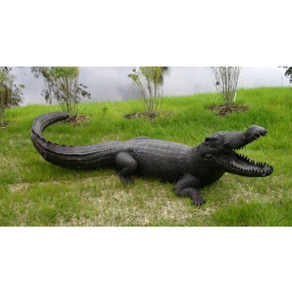 Alligator Water Feature Spouting Statue Bronze