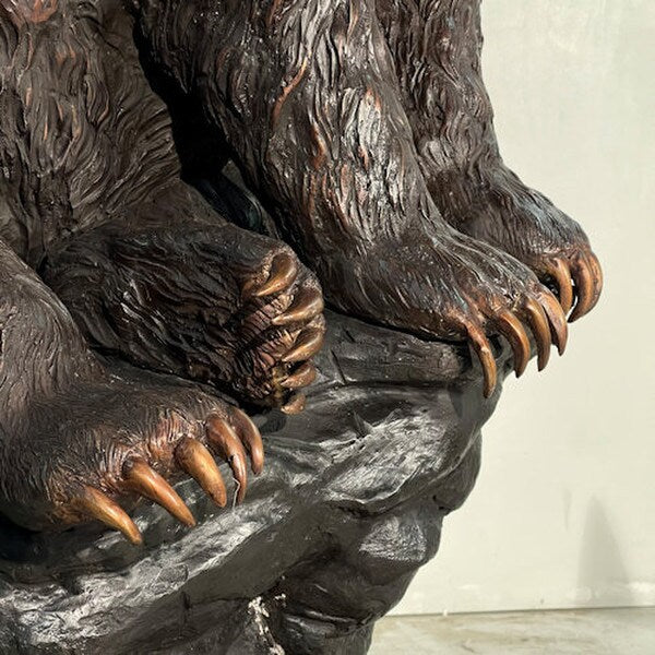 Bronze Bear Sitting on Rock Summit Sentinel Statue - Image 5