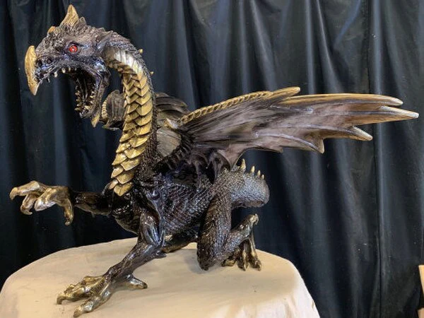 Bronze Dragon Sculpture Smoke 23" High - Image 3