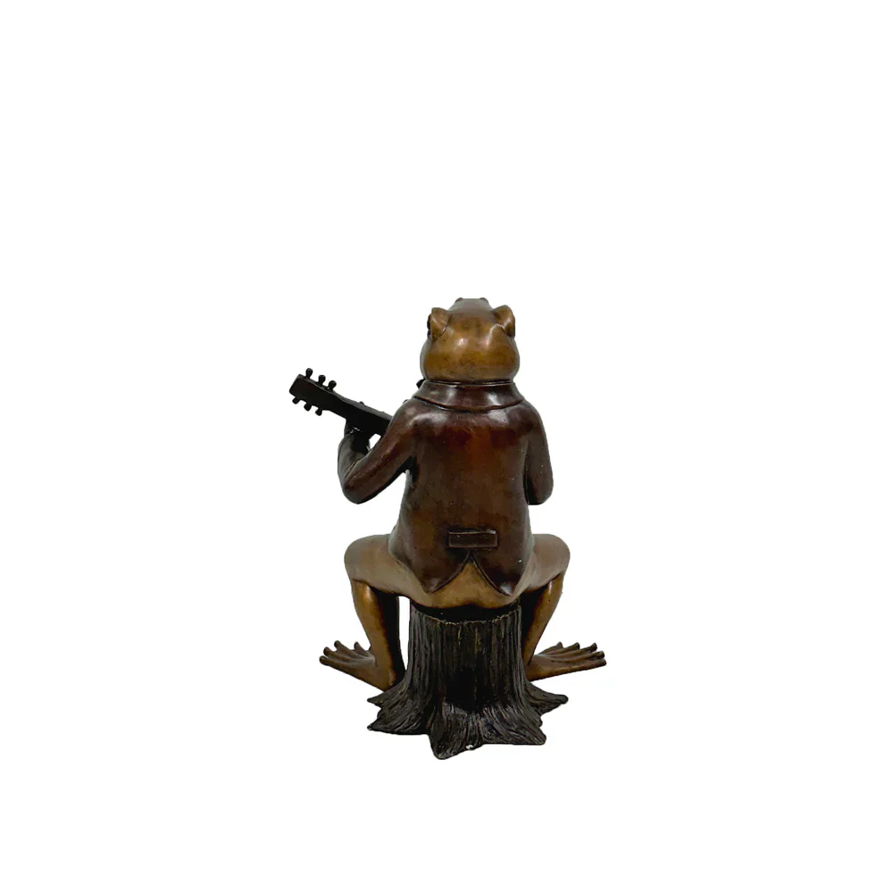 Bronze Frog Playing Guitar Sculpture 21" High - Image 3