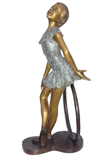 Bronze Girl Dancer with Hula Hoop Sculpture - Image 2