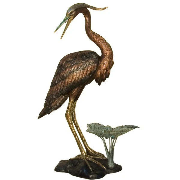Bronze Heron Water Feature Fountain Statue - Image 2