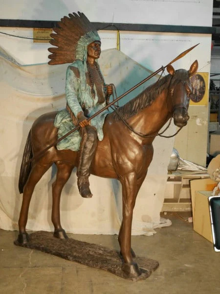 Bronze Indian on Horse Life Size Sculpture