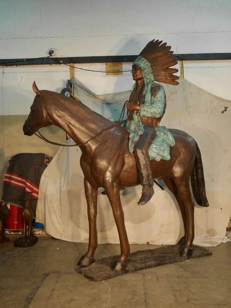 Bronze Indian on Horse Life Size Sculpture - Image 2