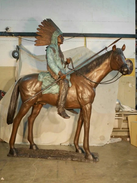Bronze Indian on Horse Life Size Sculpture - Image 3