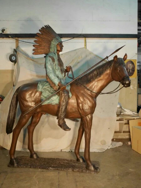 Bronze Indian on Horse Life Size Sculpture - Image 4