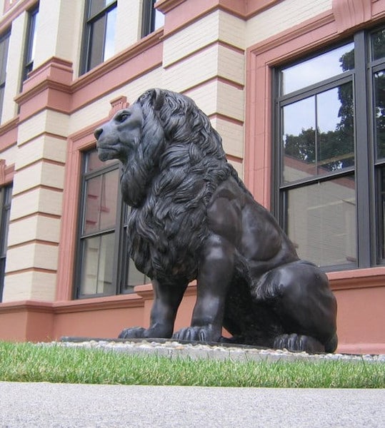 Bronze Lions Pair Sitting Monumental Statues - Image 6