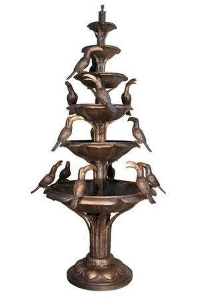Bronze Six Tiered Bird Fountain