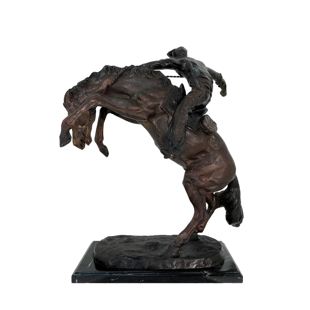 Bronze Wooly Chaps Remington Cowboy Statue - Image 4