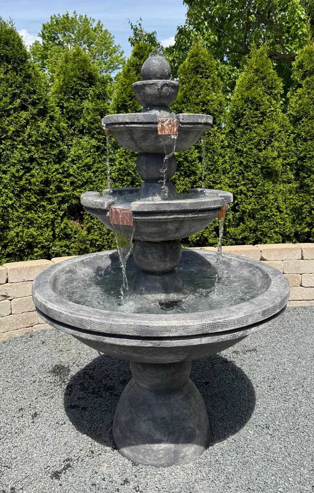 Buckingham Three Tier Fountain Copper Spillways 52" High