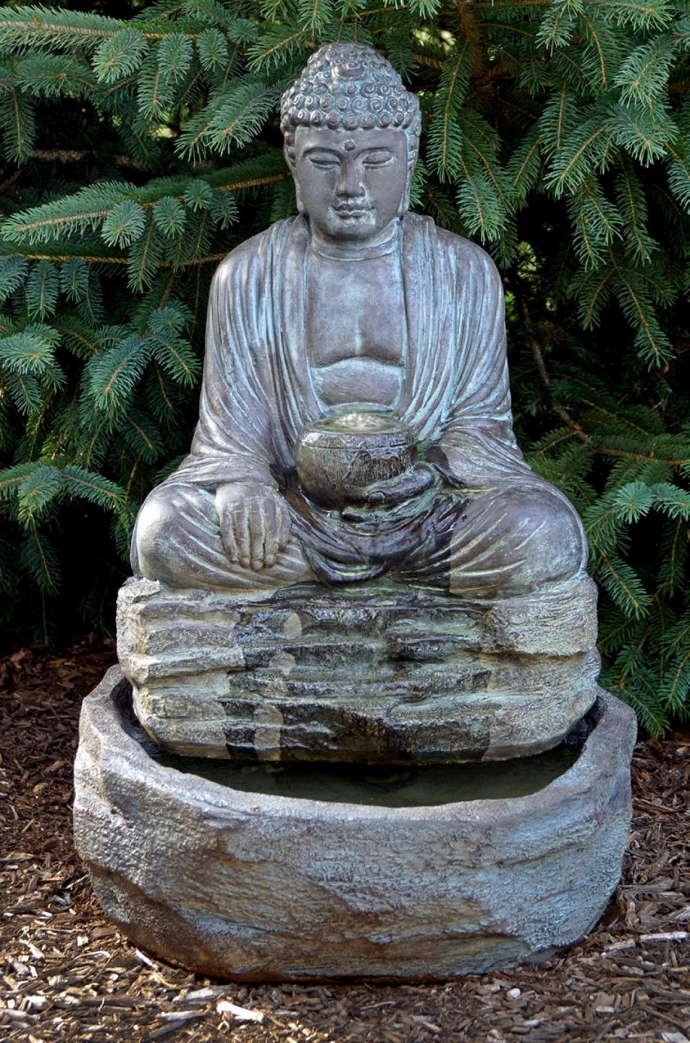 Buddha Garden Fountain with Light 28" High