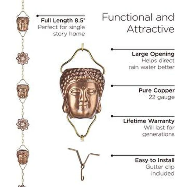 Buddha Rain Chain Sculptural Downspout - Image 3