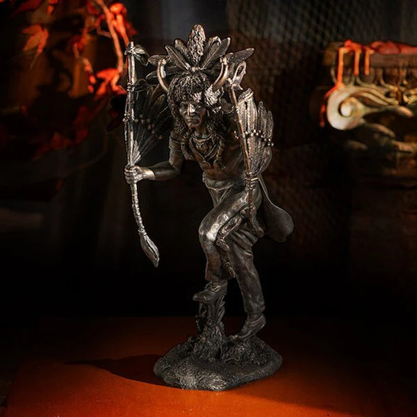 Buffalo Spirit Warrior Headdress Indian Statue - Image 6