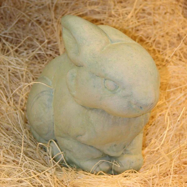 Stone Bunny Garden Statues —Set of Two Cast Stone Figures