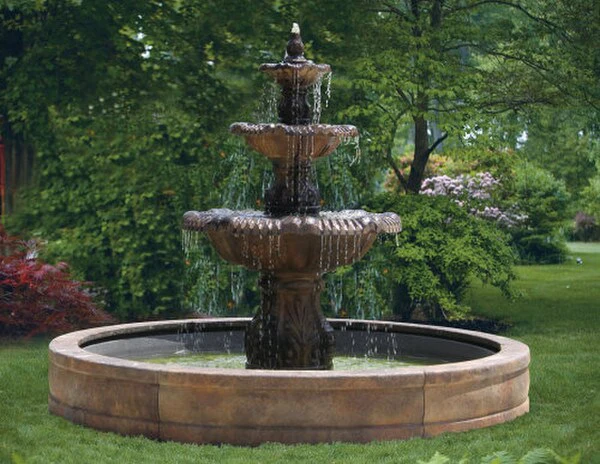 Calabria Cement Fountain with Surround Fiberglass Pool - Image 3