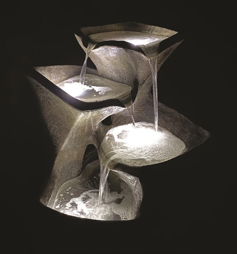Cascading Pools Modern Tiered Fountain Cast Stone 40" High - Image 2