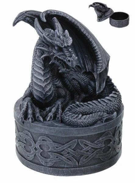 Celtic Dragon Lidded Treasure Box Sculpture