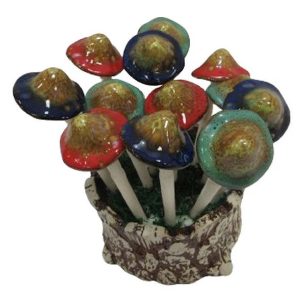 Ceramic Mushroom Pick Set with Planter - Image 2