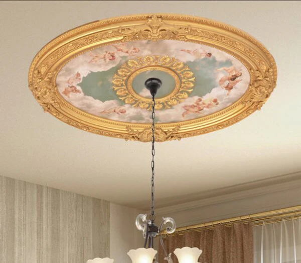 Cherubs Sky Oval Ceiling Medallion 44 inch - Image 2