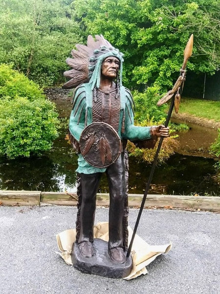 Chief Holding Spear Sculpture Patinas