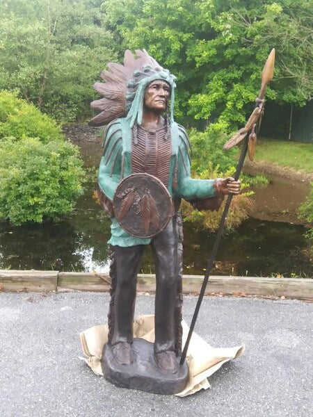Chief Holding Spear Sculpture Patinas - Image 2