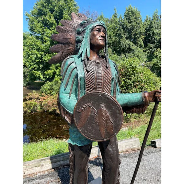 Chief Holding Spear Sculpture Patinas - Image 5
