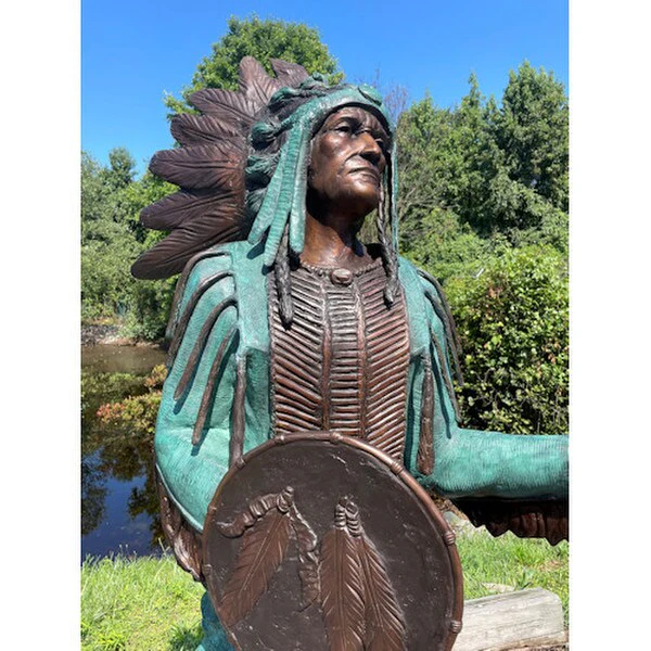 Chief Holding Spear Sculpture Patinas - Image 7