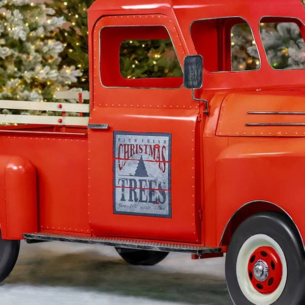 Christmas Red Truck Pickup Display Sculpture - Image 4