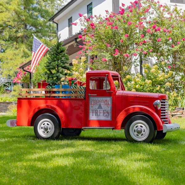 Christmas Red Truck with Lights Display Sculpture - Image 5