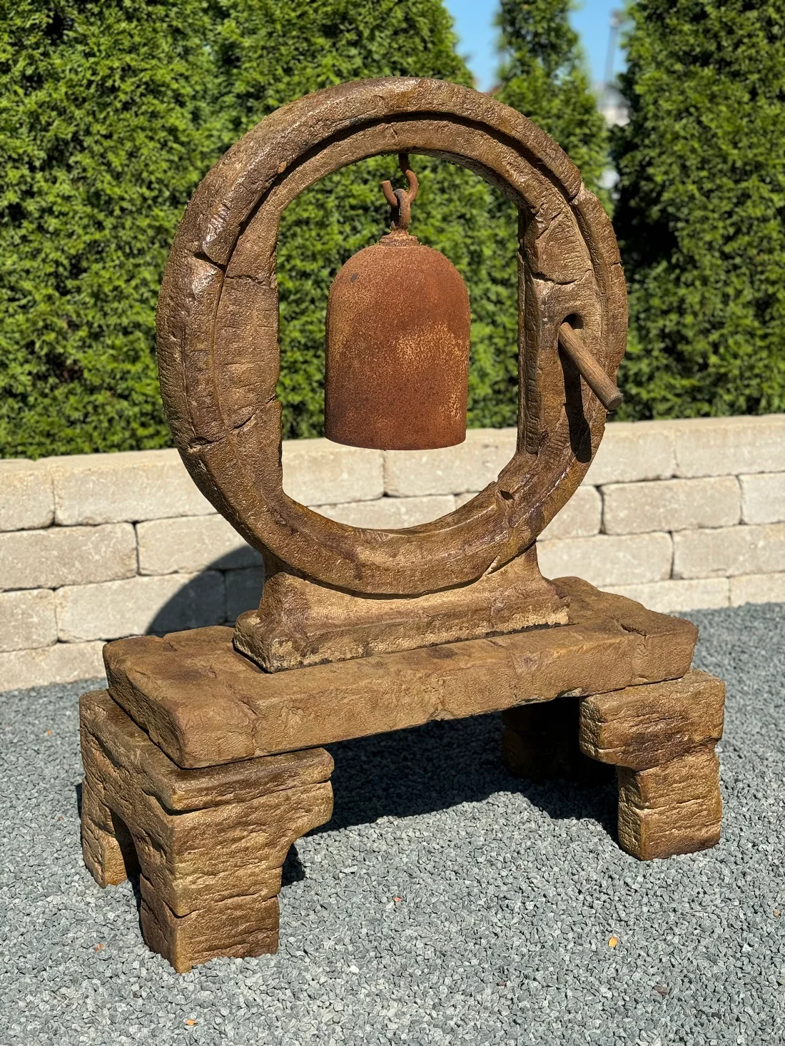 Circle Garden Bell Cast Stone Sculpture