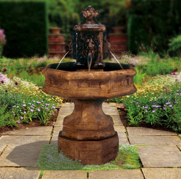 Classic Four Lion Cast Stone Fountain 48" Tall - Image 3