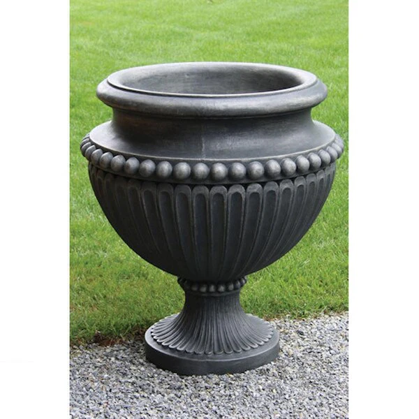 Beaded Urn Cement Planter 35" High