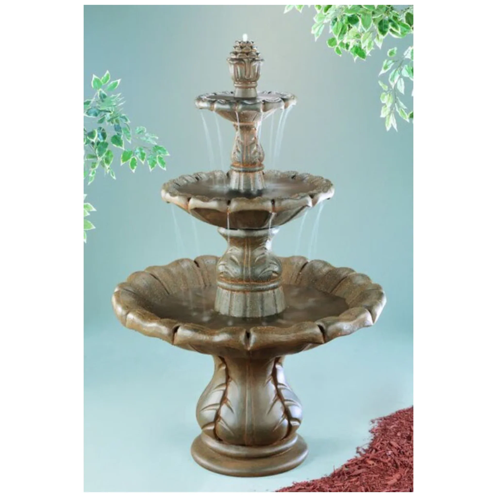 Classical Finial Three Tier Garden Fountain 55" High - Image 3