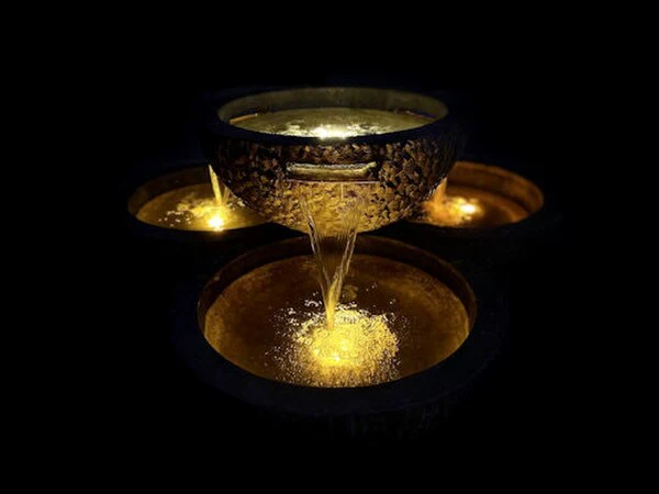 Coco Organic Form Quad Basin Fountain with Light - Image 2