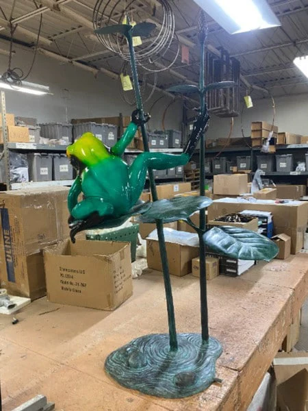 Colorful Frog Spouting Pond Sculpture Water Feature - Image 2