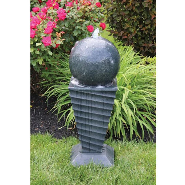 Ball Contemporary Cement Swirl Fountain 34" High