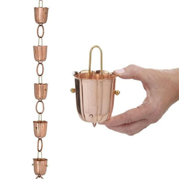 Copper Bluebell Rain Chain Downspout