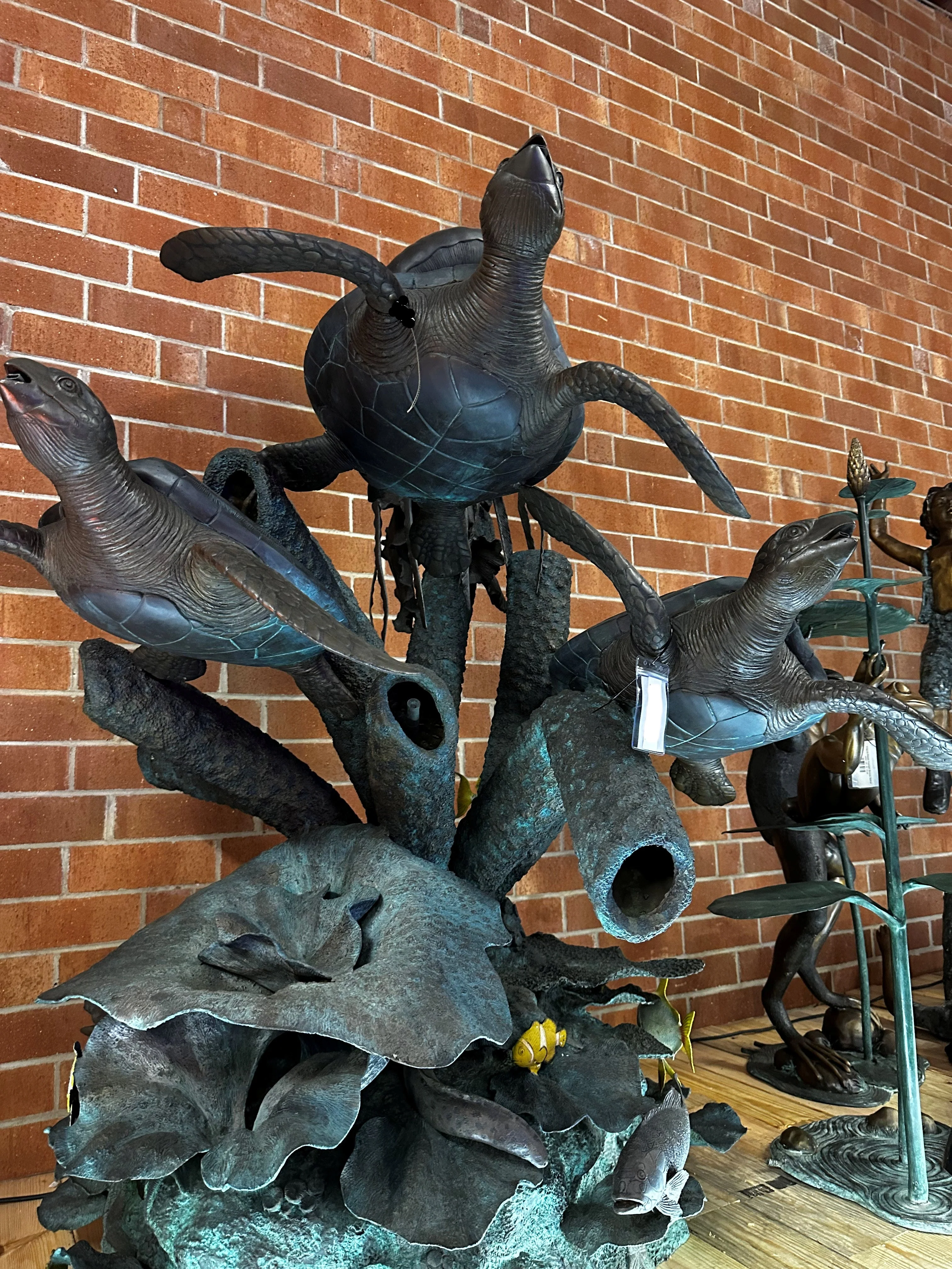 Oceanic Fantasy Turtle & Jellyfish Fountain Water Feature Bronze - Image 6
