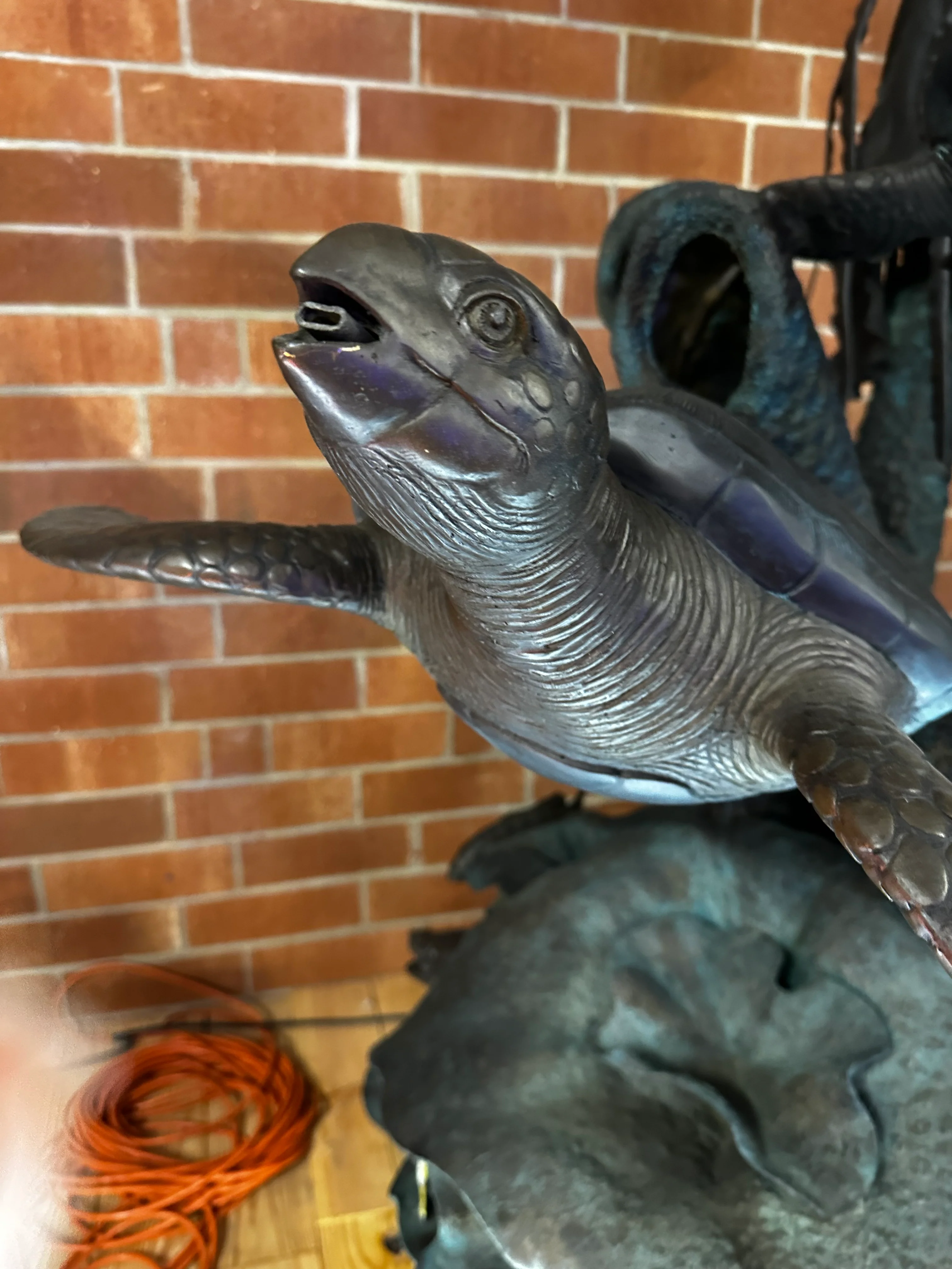 Oceanic Fantasy Turtle & Jellyfish Fountain Water Feature Bronze - Image 9