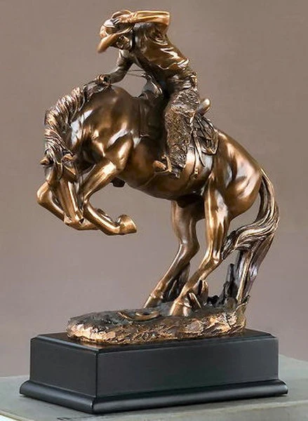 Cowboy Breaking Stallion Sculpture