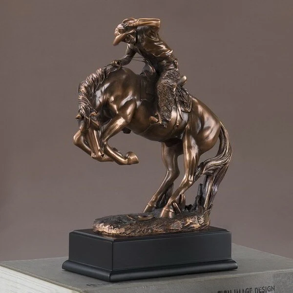 Cowboy Breaking Stallion Statue 6.5" High