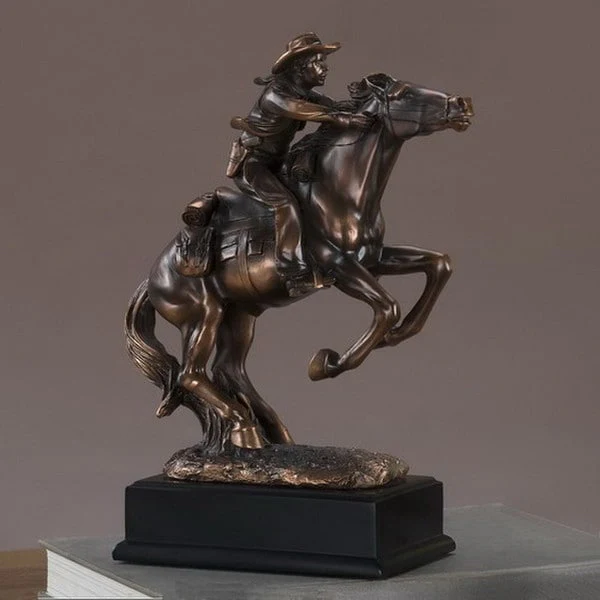 Cowboy Riding Horse Western Statue - Image 2
