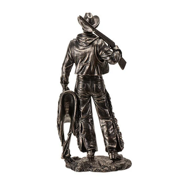 Cowboy Statue with Rifle and Saddle 17.7" High - Image 2
