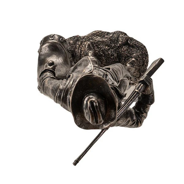Cowboy Statue with Rifle and Saddle 17.7" High - Image 3
