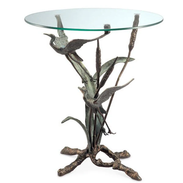 Crane Pair in Flight End Table Sculpture