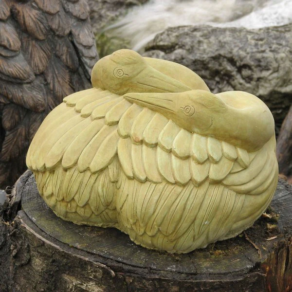 Crouching Cat Sculpture—Cast Stone Figurine for Home or Garden