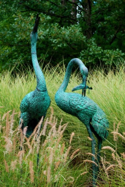 Cranes Water Features Bronze Statues Set