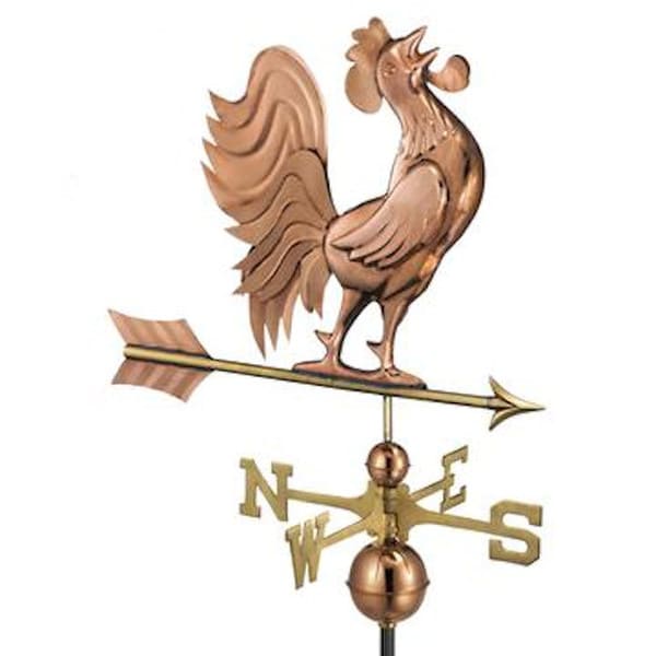 Crowing Rooster Weathervane Sculptural Design