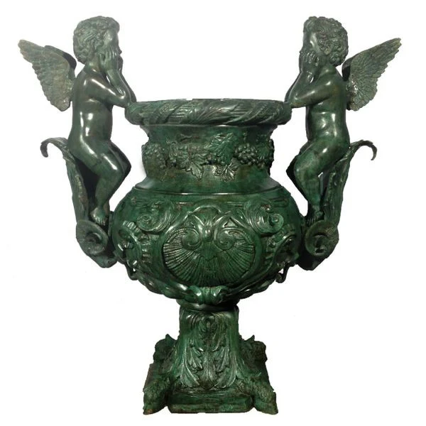 Cupid Urn Set Bronze Statues - Image 4